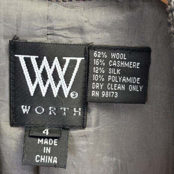 Worth Womens Wool Cashmere Floral Old Money Jacket Size 4 Quiet Luxury Artsy - Picture 4 of 8